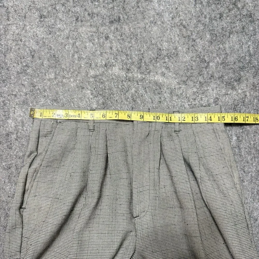VTG 80s 90s Cotler Houndstooth Pleated Trousers Pants Made in USA Mens 30 L